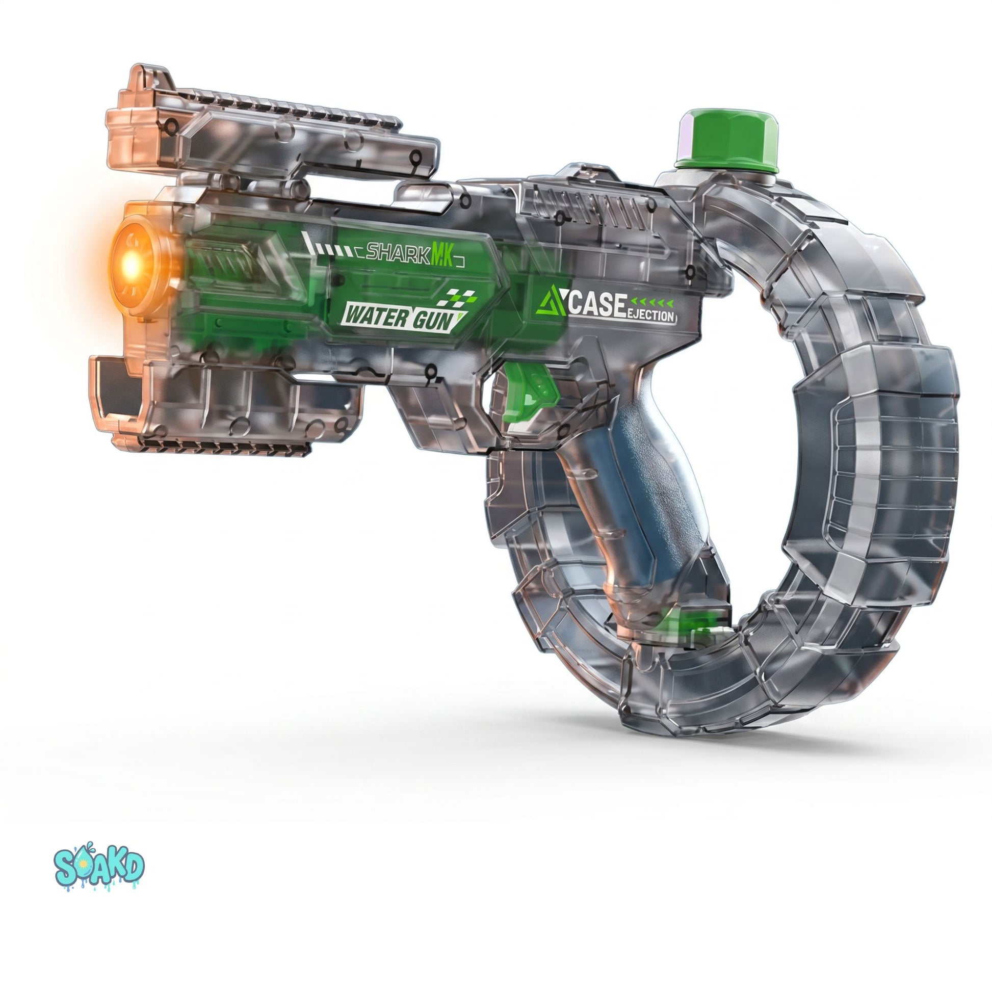 Soakd electric water blaster black variant, side profile view