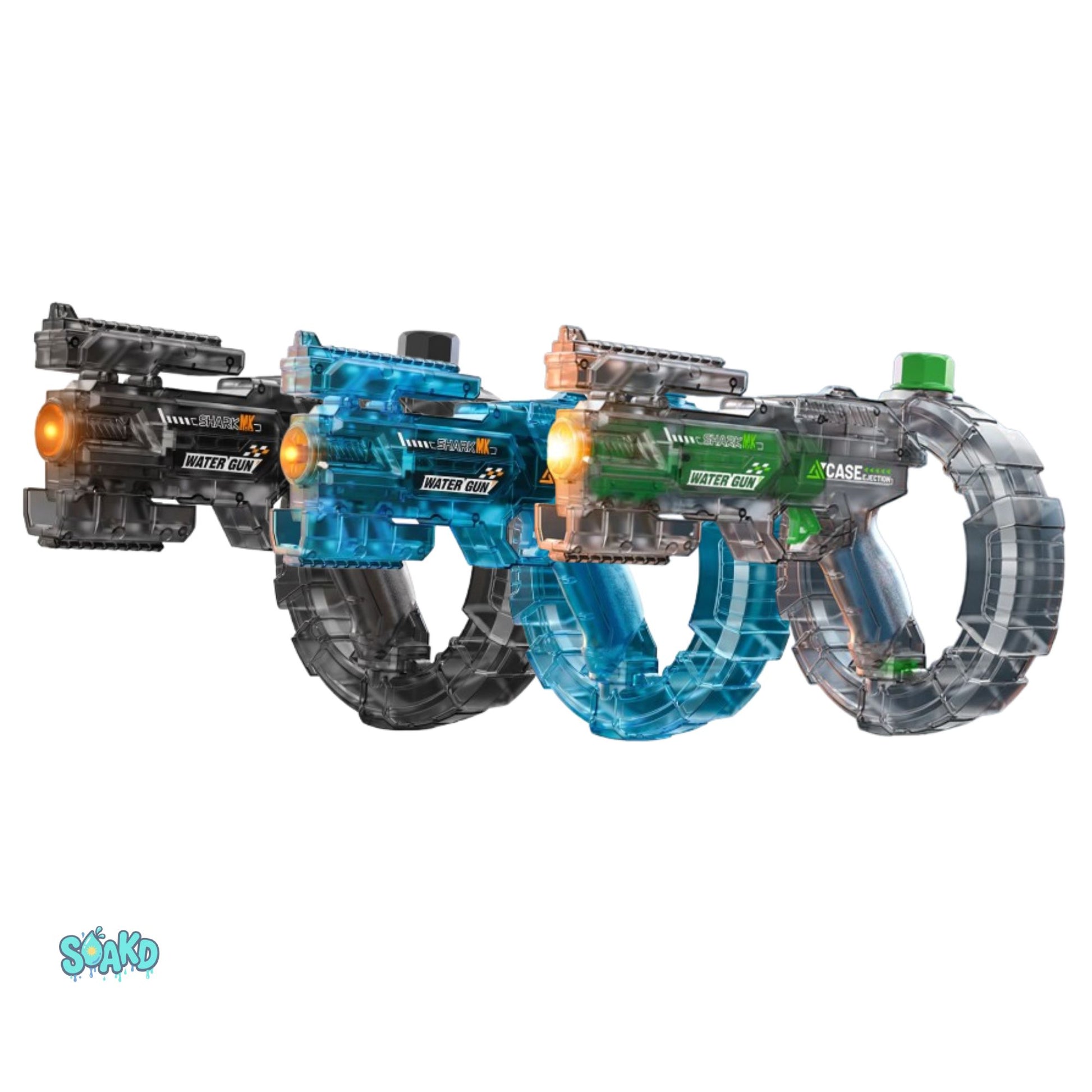 Soakd water blaster with bottle mounted as refill reservoir